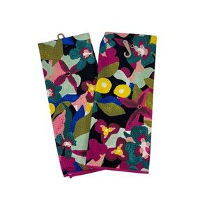 Two Piece Set Target Vibrant Abstract Floral Waffle Quick Dry Hand Towels